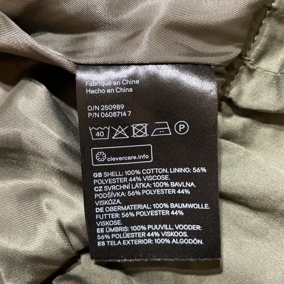 H&M Women’s SZ 8 Olive Green Front Zip Blazer Draw String Waist Lined Jacket - Picture 7 of 13